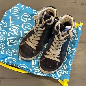 Golden Goose Kids Dark Blue Denim High-Top Sneakers size 26